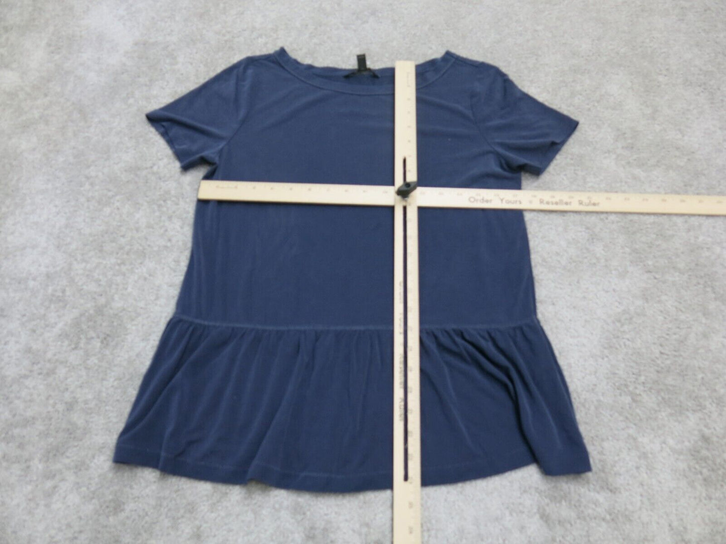 Banana Republic Womens Blouse Top Short Sleeve Round Neck Solid Blue Size Small