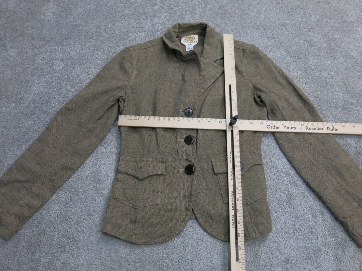 Talbots Womens Stritch Blazer Coat Single Breasted Long Sleeve Gray Size 2
