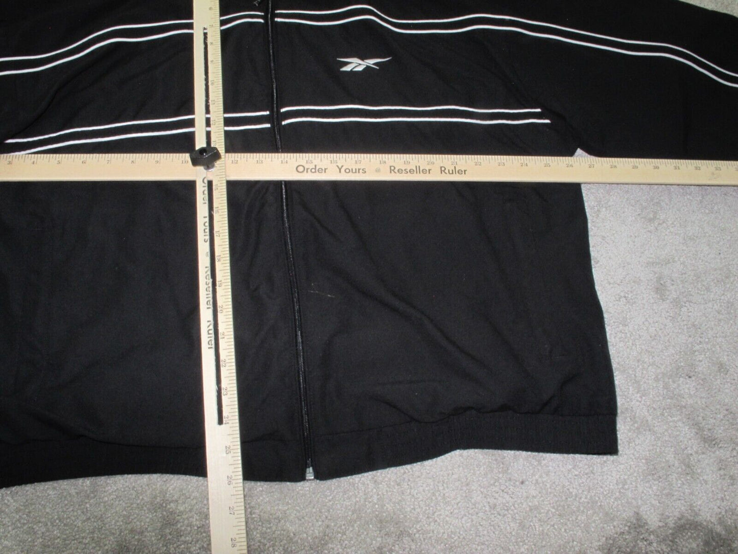 Reebok Mens Sports Jacket Full Zip Up Long Sleeves Mock Neck Black Size X Large