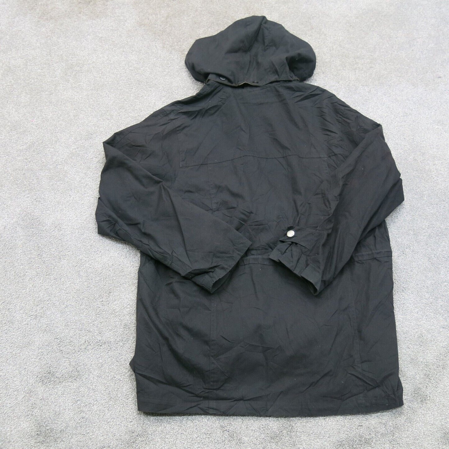 London Fog Mens Hooded Coat Full Zip Up Long Sleeves Pockets Black Size XL Reg