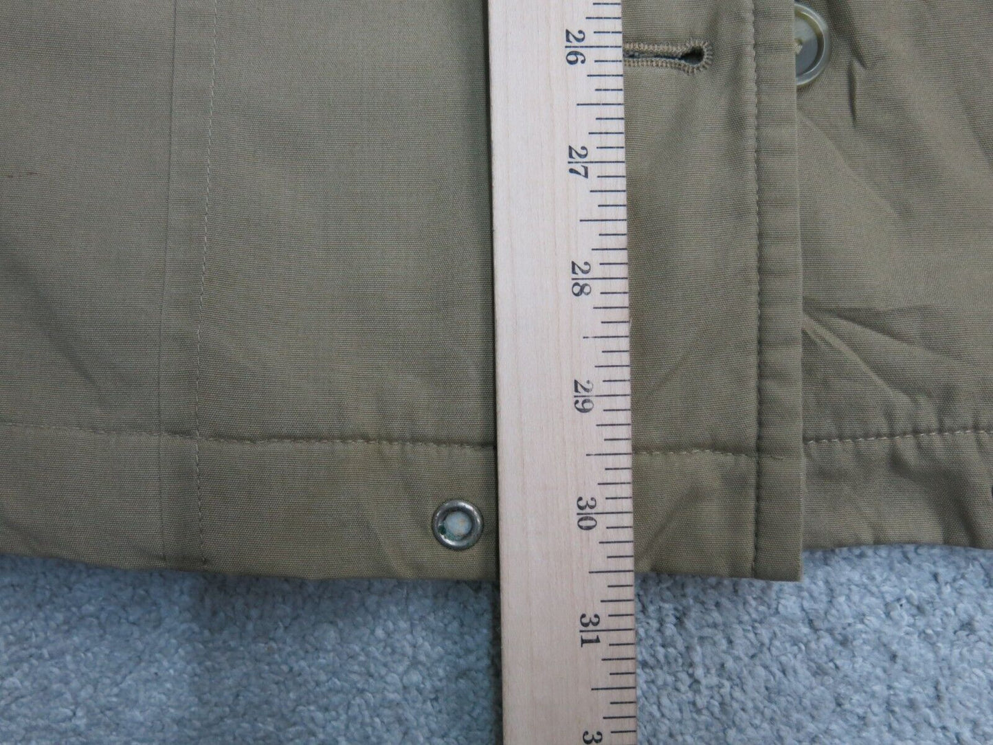London Fog Mens Long Hooded Coat Front Button Long Sleeves Pockets Beige Size 18