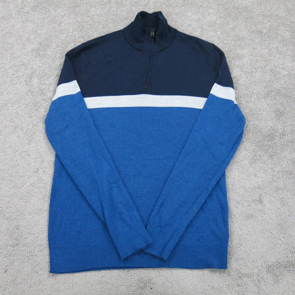 Express Womens Pullover Sweater Mock Neck 1/4 Zip Long Sleeve Blue Size Medium
