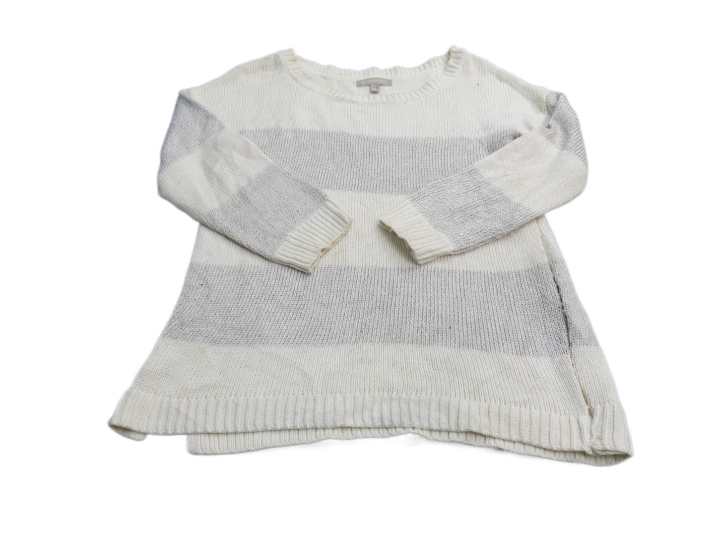 Banana Republic Womens Pullover Sweater Round Neck Long Sleeve Ivory Gray SZ XL