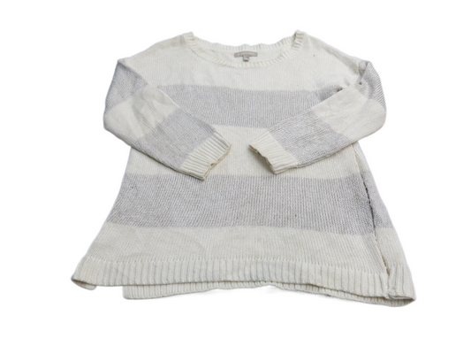 Banana Republic Womens Pullover Sweater Round Neck Long Sleeve Ivory Gray SZ XL