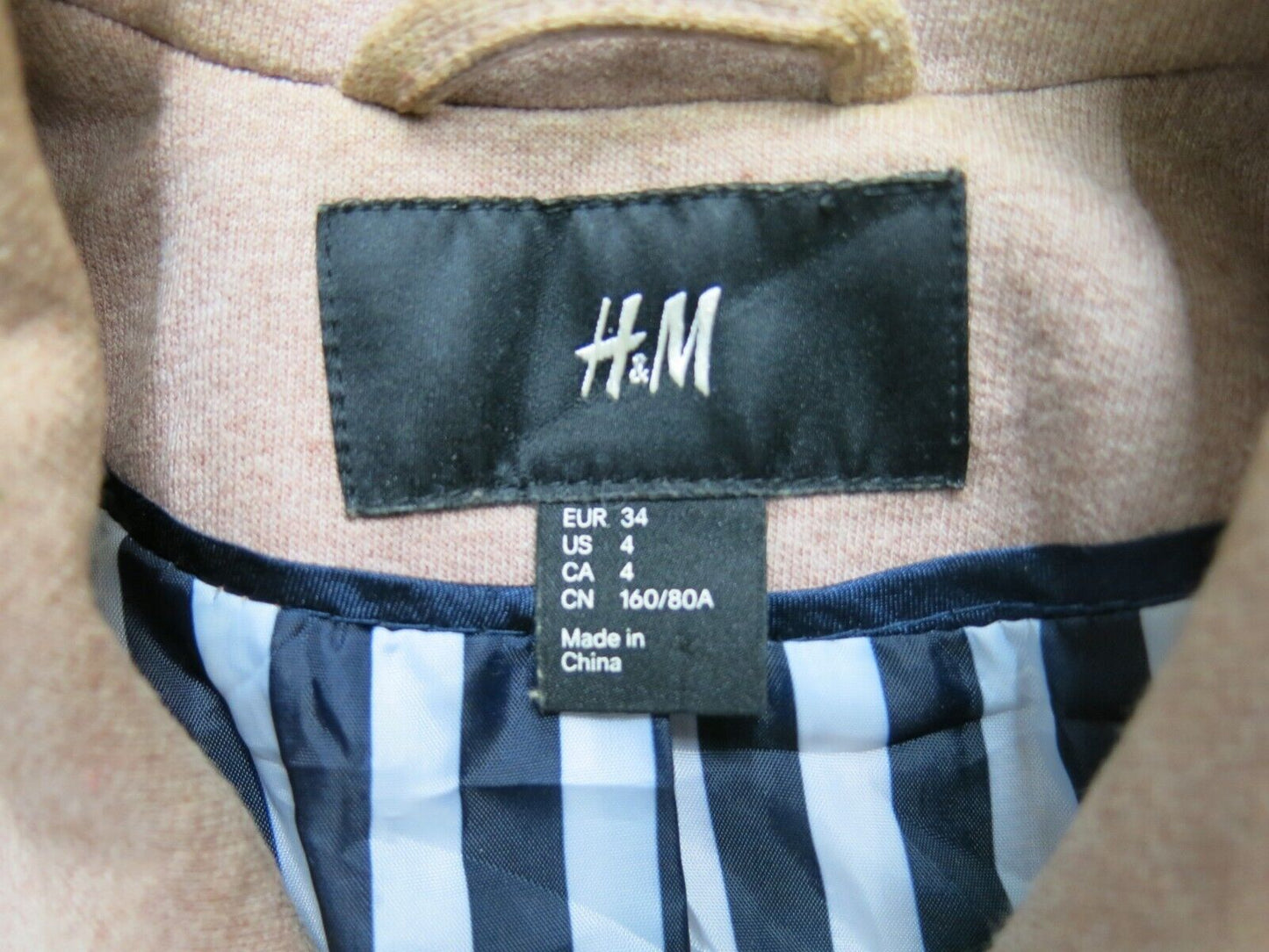 H&M Men Blazer Coat Jacket Single Breasted Pockets Long Sleeve Light Pink Tan 4