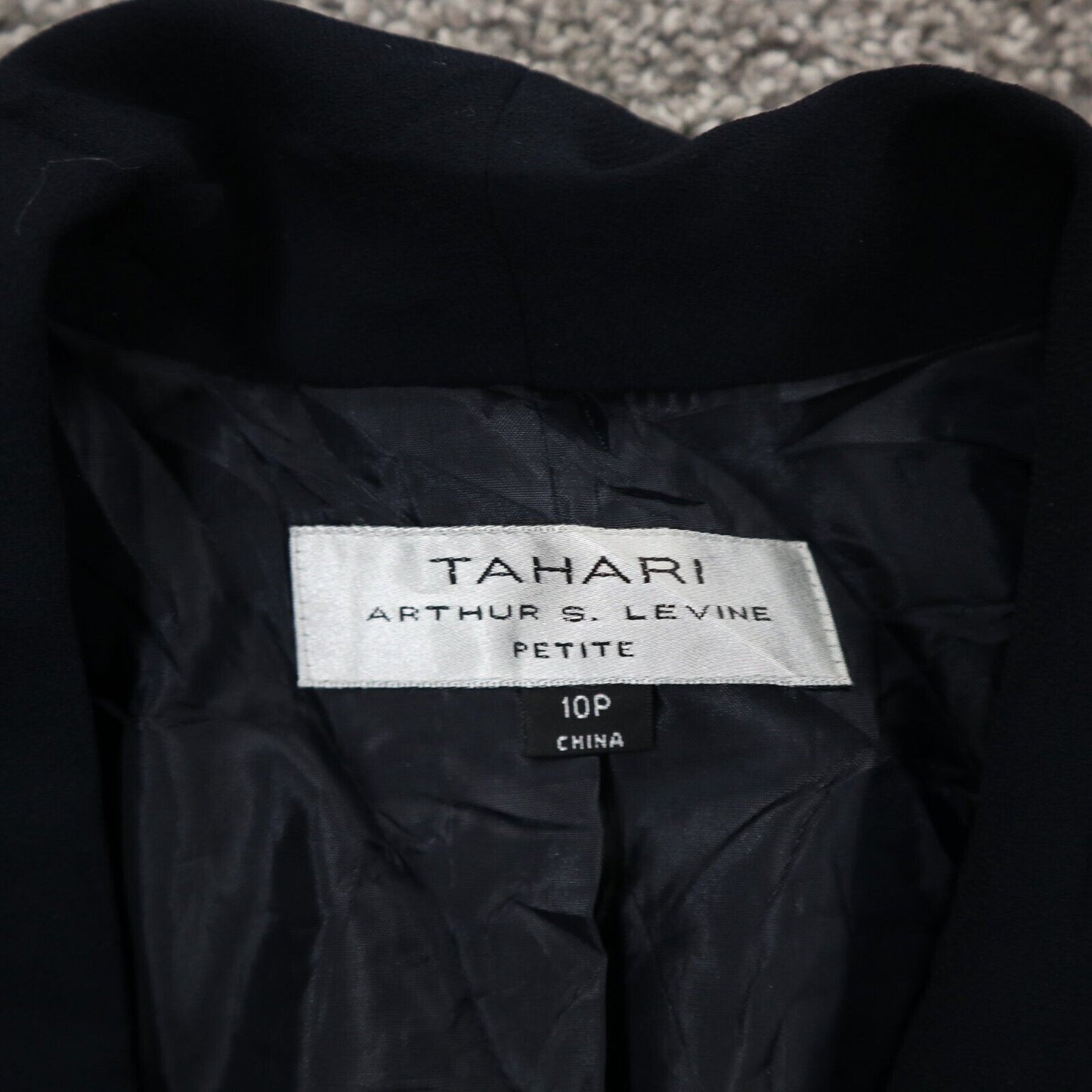 Tahari Womens Blazer Coat Long Sleeves Open Front Pockets Navy Blue Size 10P