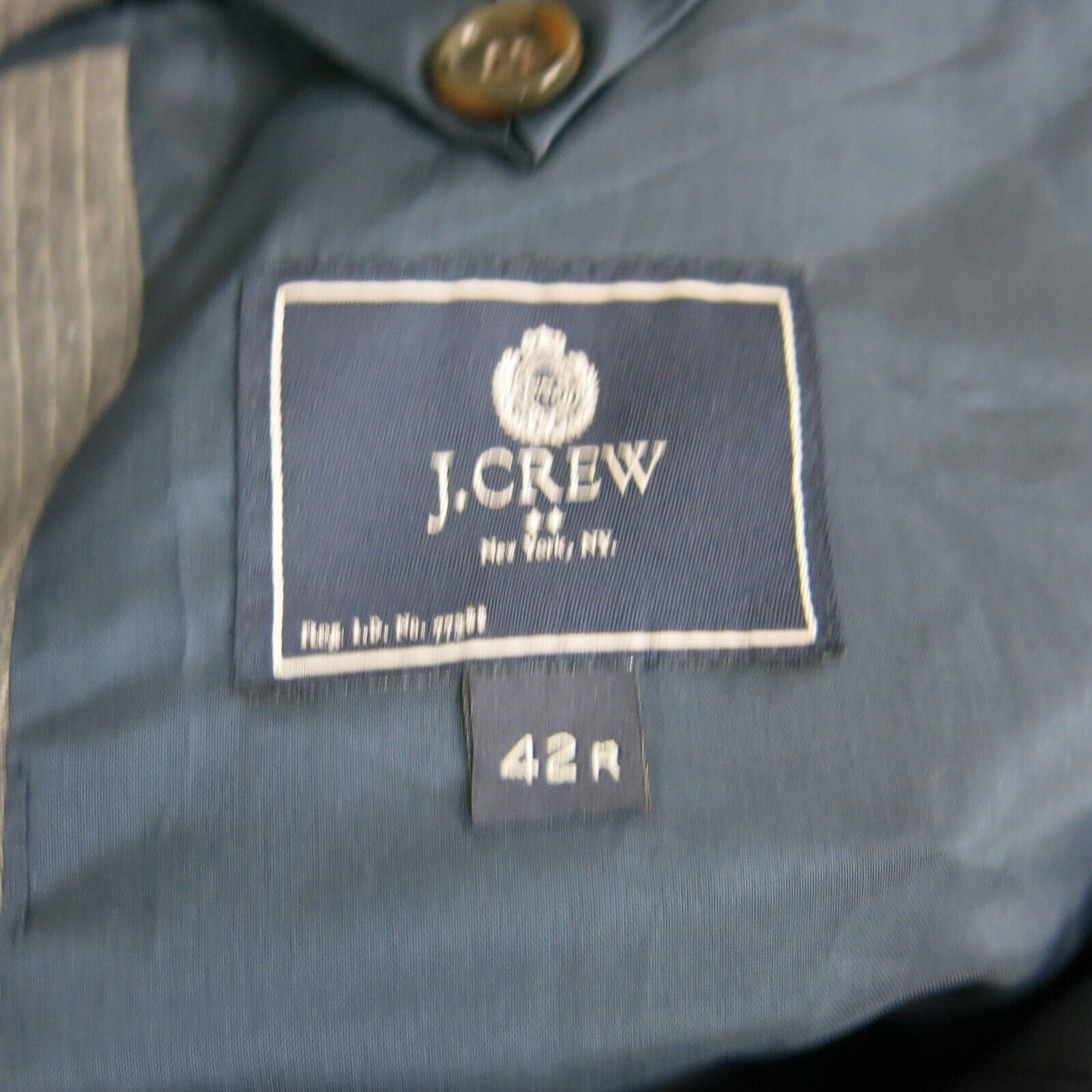 J Crew Mens Striped Blazer Coat Single Breasted Long Sleeves Black Size 42R