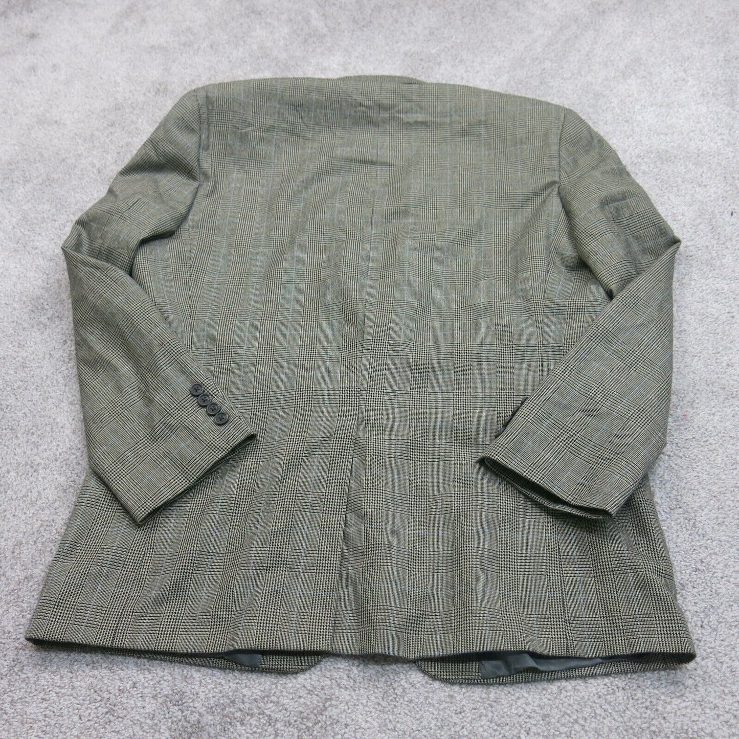 Chaps Mens Plaid Blazer Coat Single Breasted Long Sleeves Pockets Gray Size 44R