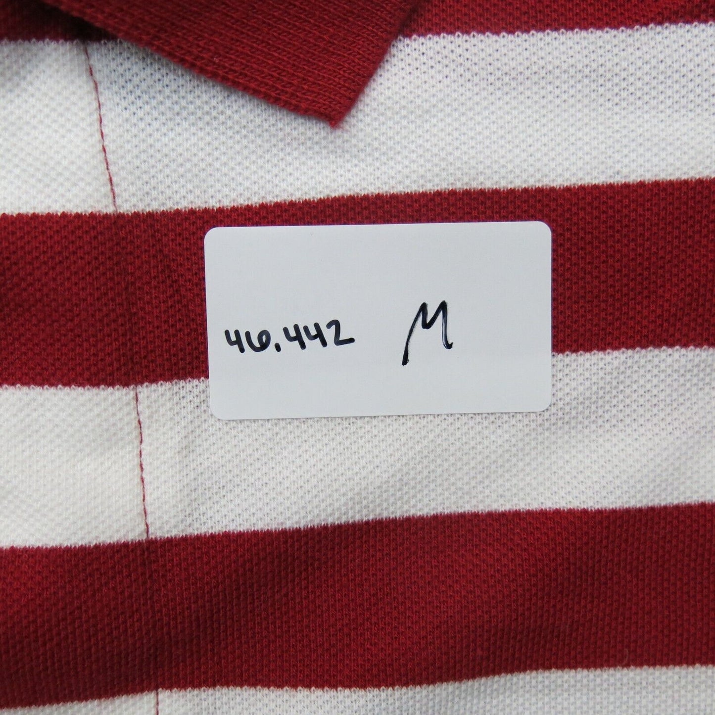 Chaps Mens Polo Shirt Short Sleeves Striped 100% Cotton Red Blue Size Medium