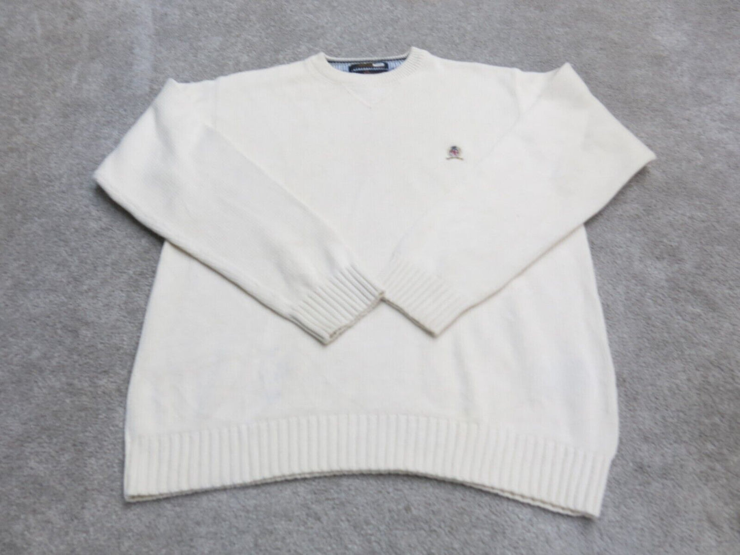 Tommy Hilfiger Mens Sweatshirt Long Sleeve Crew Neck 100% Cotton Beige Size M