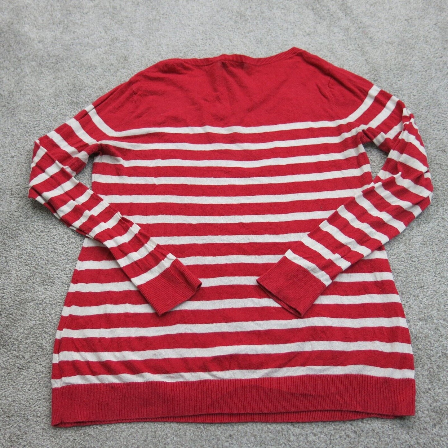 Old Navy Womens Pullover Striped Sweater Boat Neck Long Sleeves Orange Size L