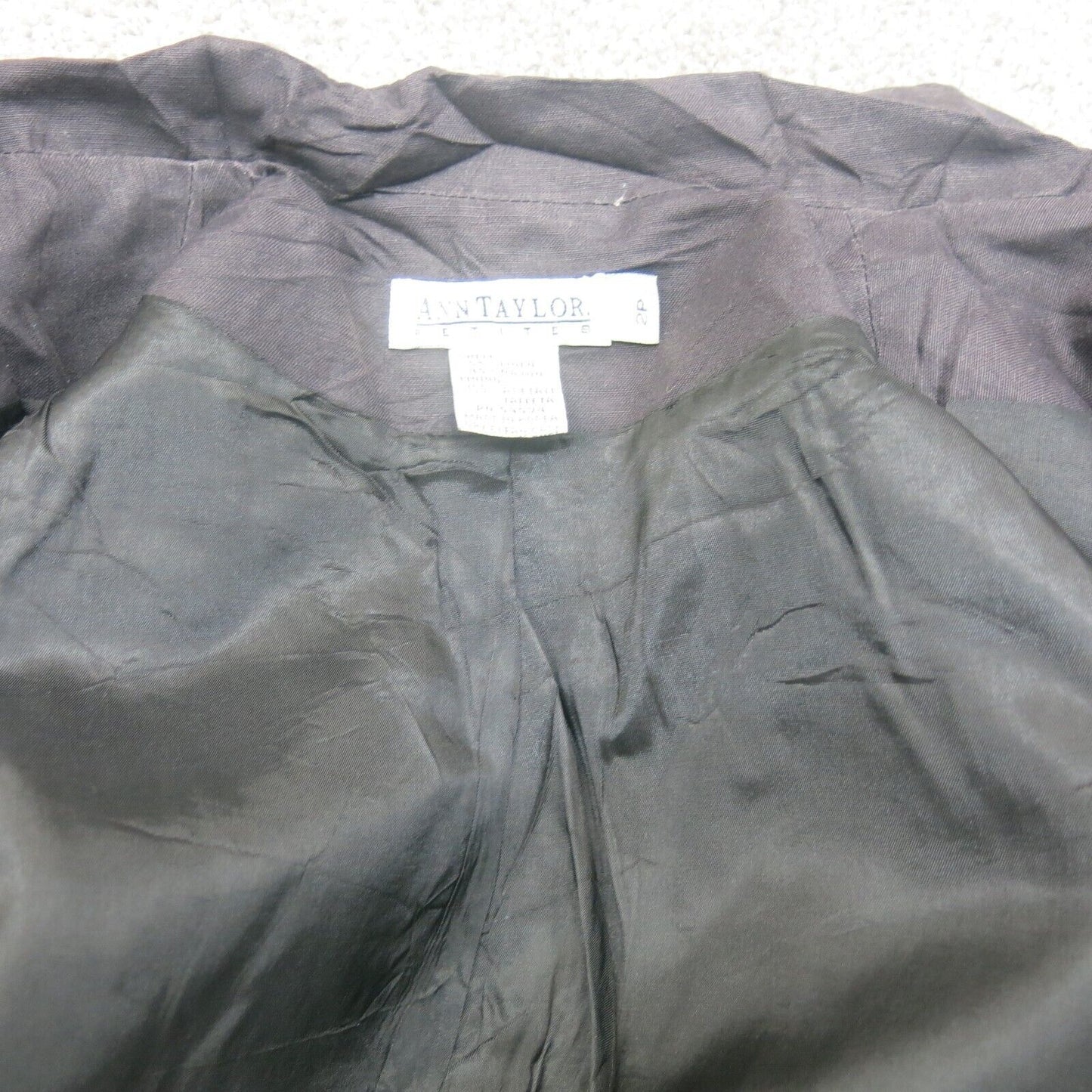 ANN Taylor Mens Blazer Coat Double Breasted Long Sleeve Pockets Black Size 2P