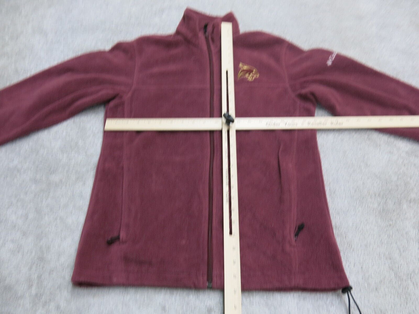 Columbia Men Full Zip Up Fleece Jacket Long Sleeves Mock Neck Maroon Size Small