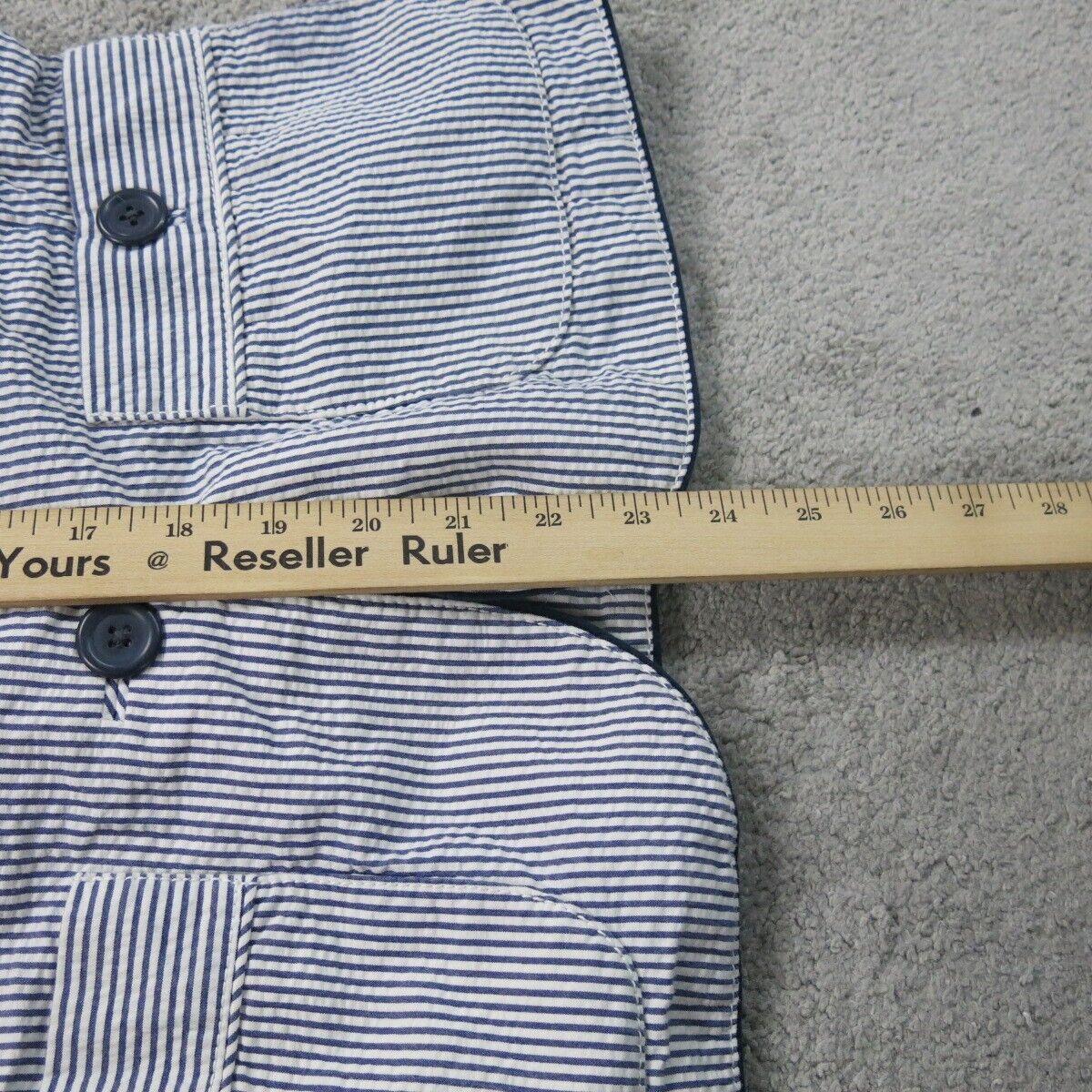 Banana Republic Womens Striped Blazer Coat Single Breasted Pockets Blue White 4