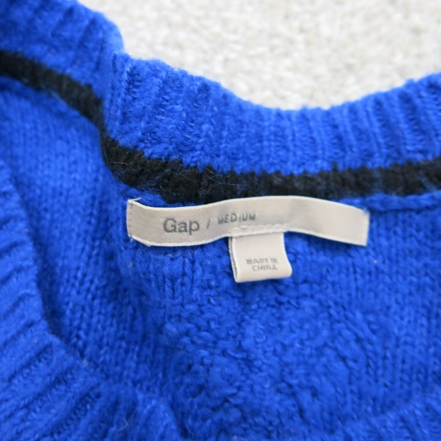 Gap Womens Striped Pullover Sweater Crew Neck Long Sleeves Black White Blue Sz M