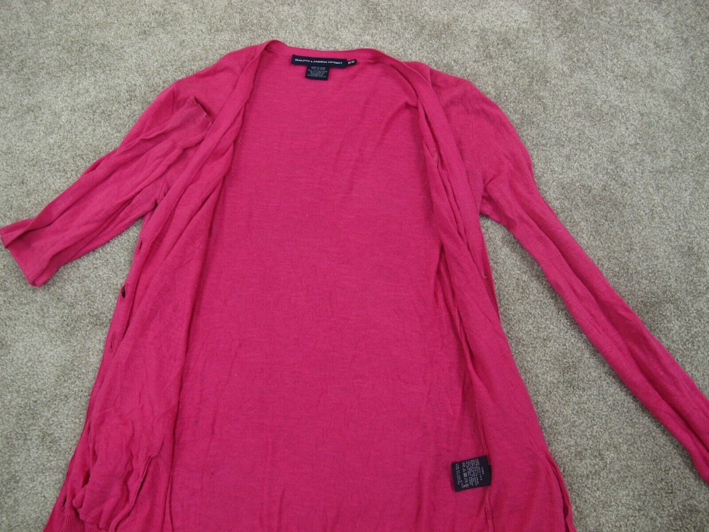 Lauren Ralph Lauren Womens Knitted Cardigan Sweater Long Sleeve Pink Size Medium