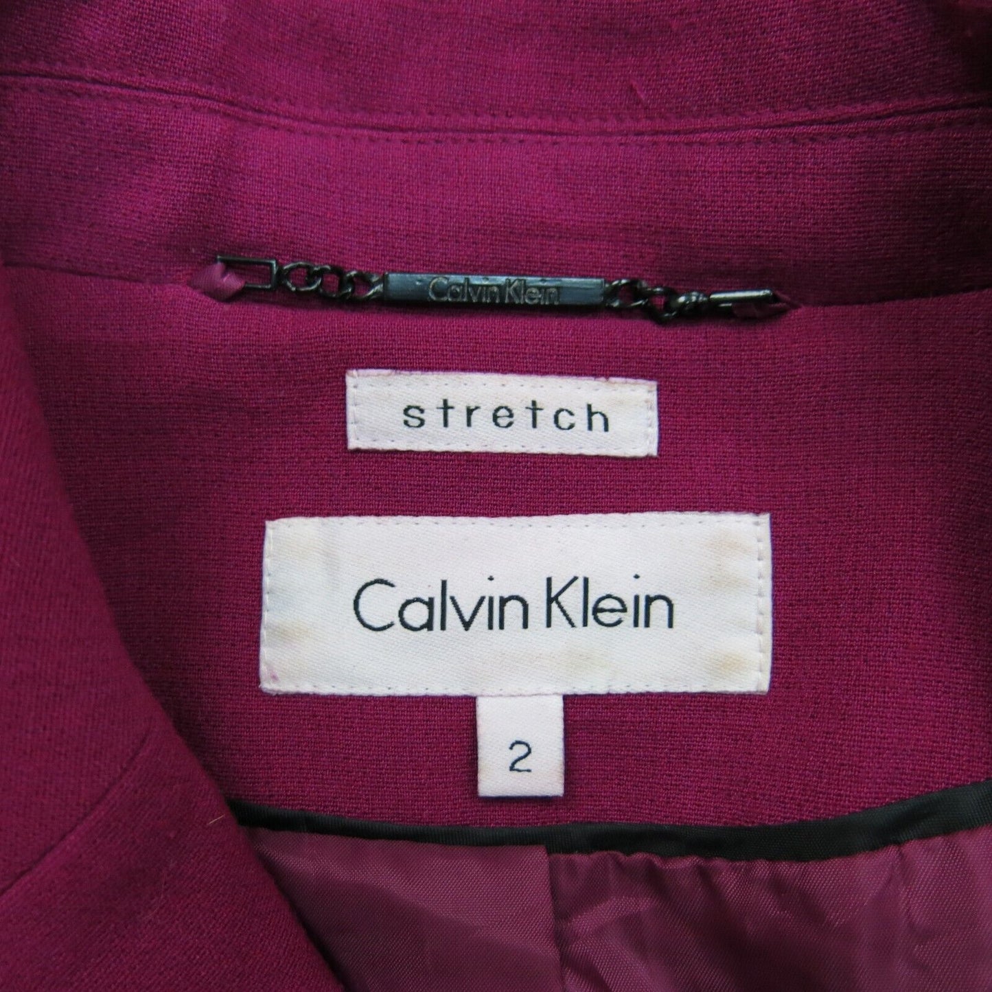 Calvin Klein Womens Double Breasted Coat Stretch Long Sleeves Maroon Size 2