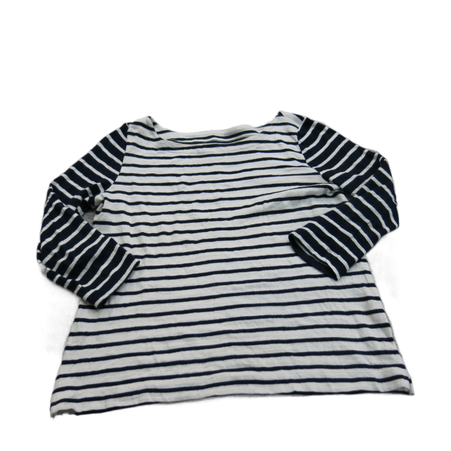 Loft Womens Striped Sweater Knitted Long Sleeve Round Neck  White Black Size M