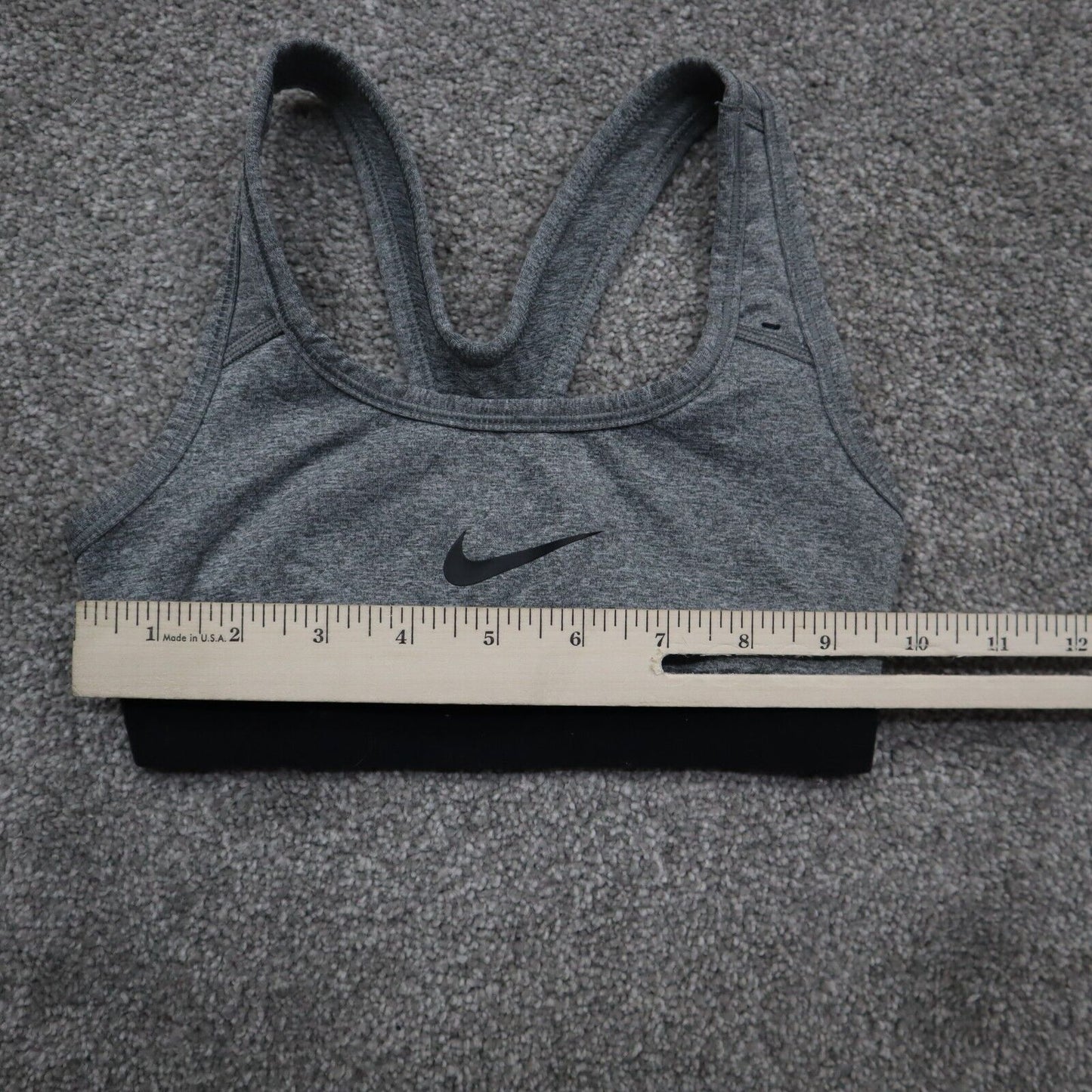 Nike  Sports Bra Womens Size XS Gray Black Solid Racerback Dri-Fit Compression