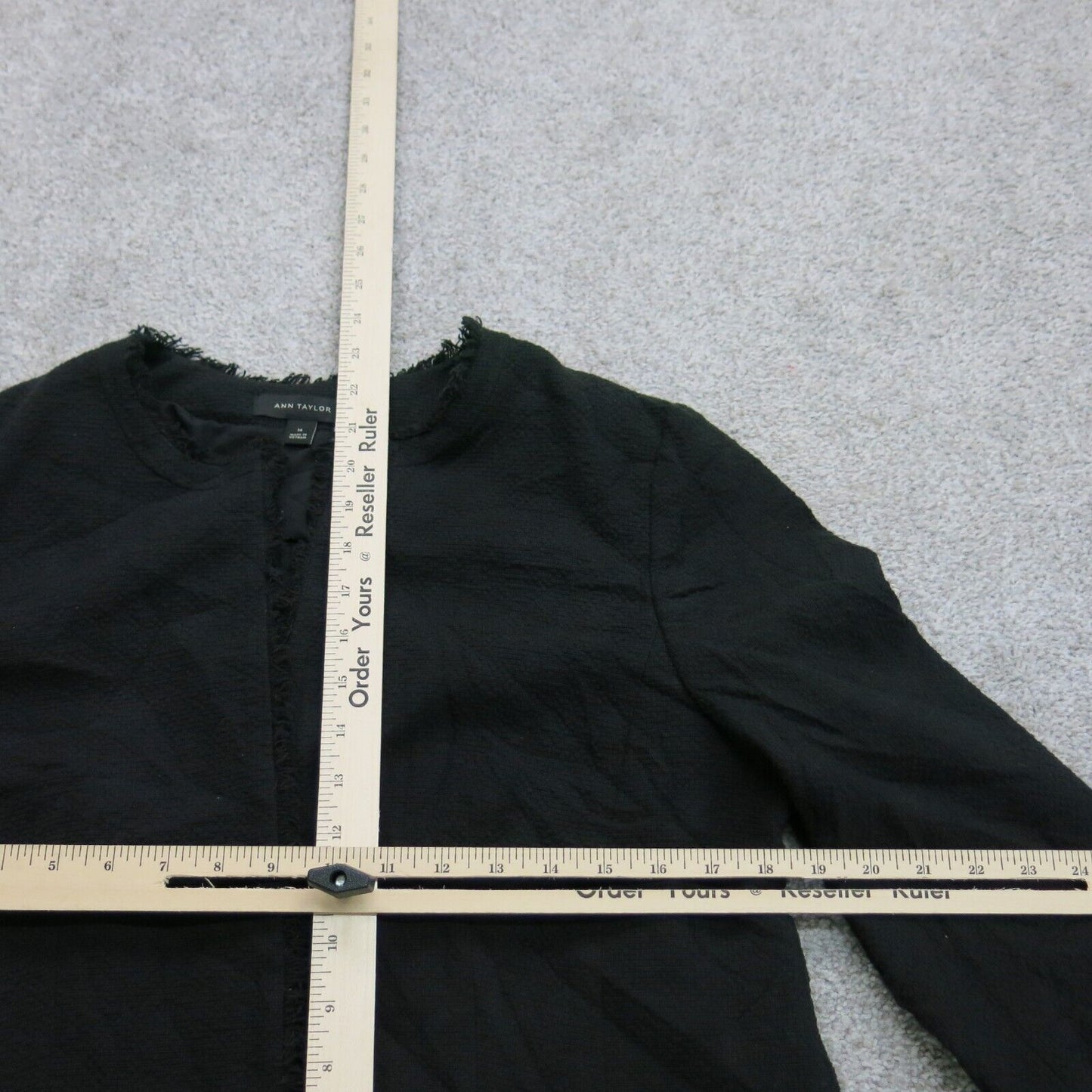 ANN Taylor Womens Blazer Jacket Open Front Flare Long Sleeves Black Size 14