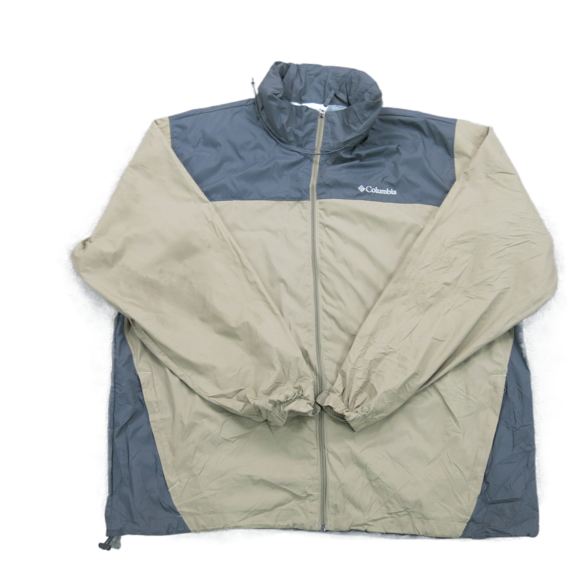 Columbia Mens Windbreaker Coat Jacket Full Zip Up Mock Neck Clay Beige Size XXL