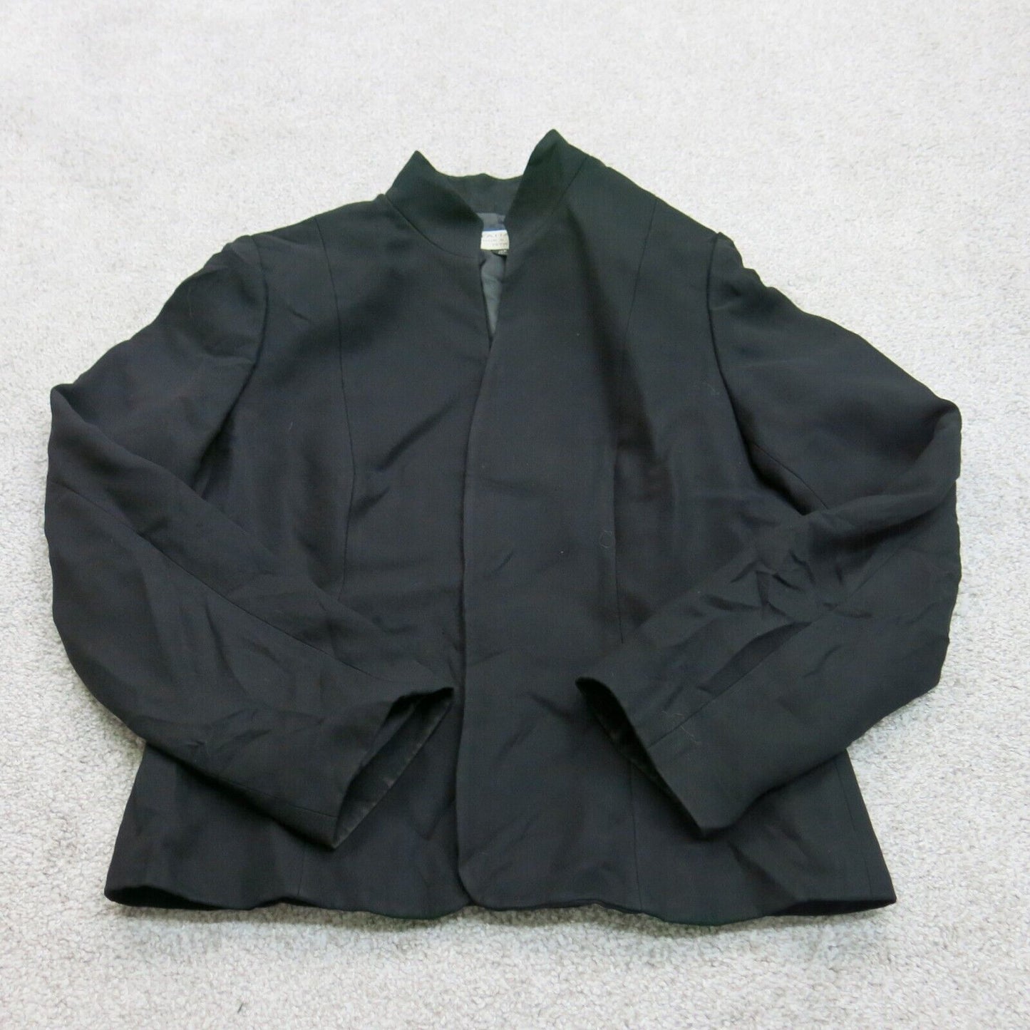 Tahari Womens Blazer Coat Jacket Open Front Long Sleeves Black Size 10 Petite