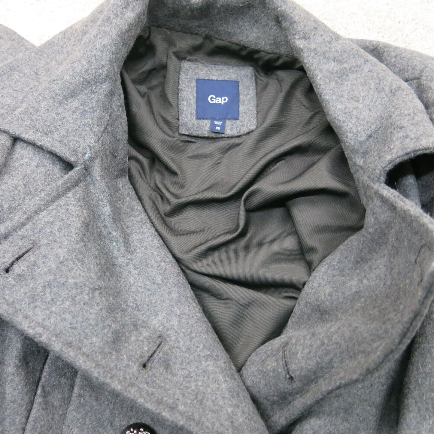 Gap Womens Blazer Coat Double Breasted Long Sleeve Pockets Black Size X Small