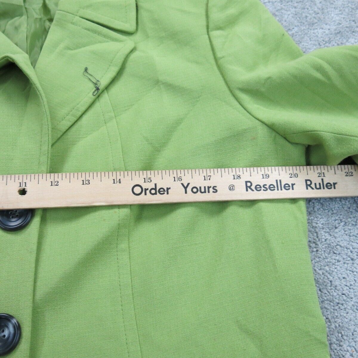 Tahari Womens Blazer Coat Single Breasted 3/4 Sleeve Pockets Green Size 12