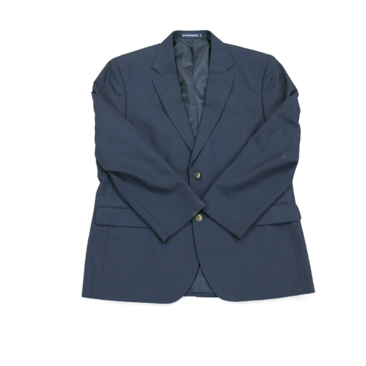 Dockers Mens Blazer Coat Single Breasted Long Sleeves Pockets Navy Blue Size 44R