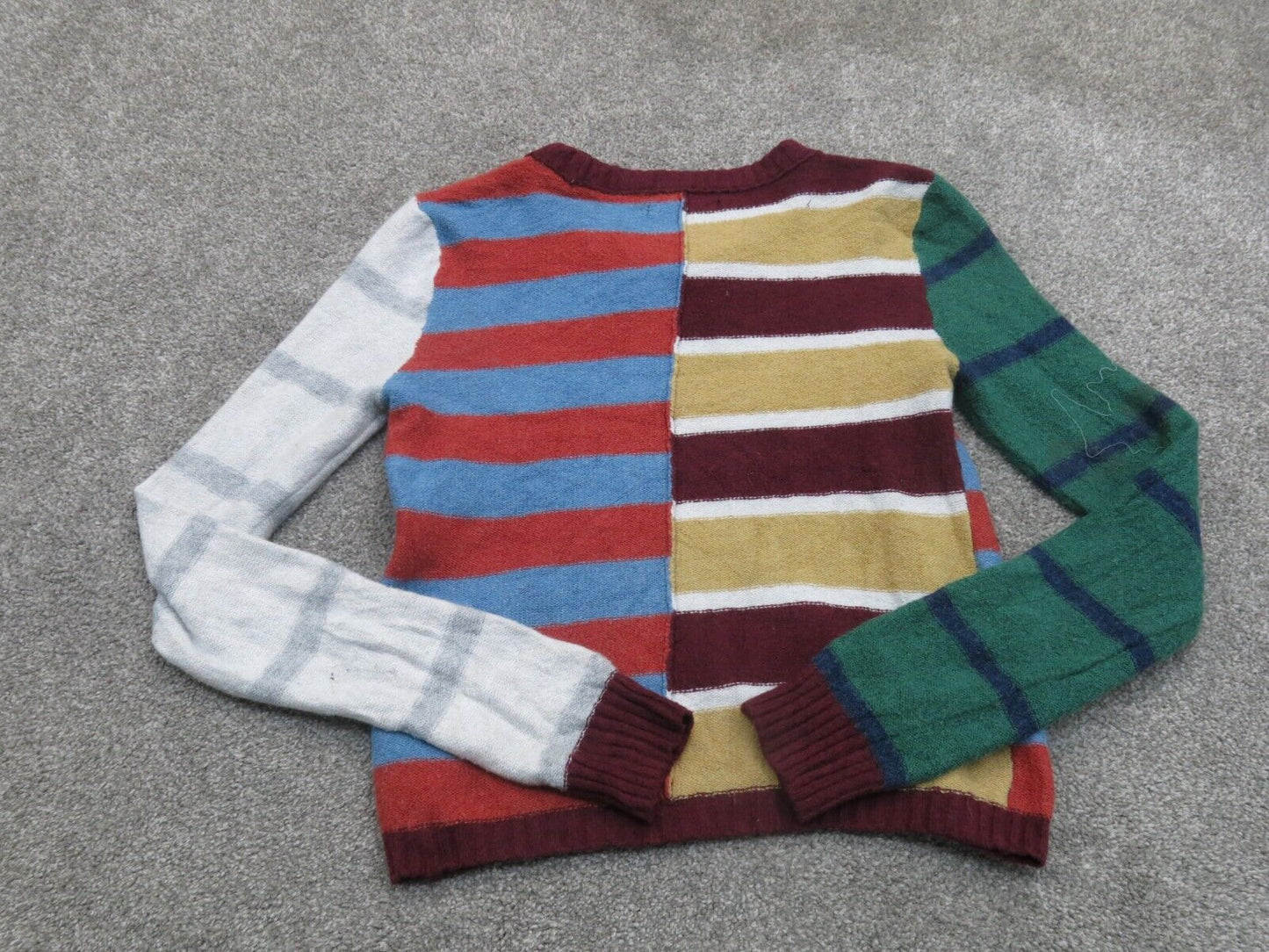 American Eagle Womens Sweater Knitted Round Neck Long Sleeves Blue Red Size XS