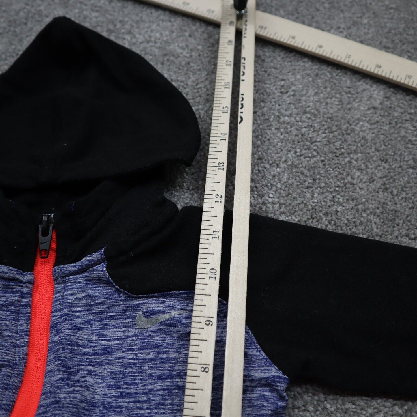 Nike Hoodie Jacket Kids Boy Sz 12M Black Purple Full Zip Heather Dri Fit Jacket