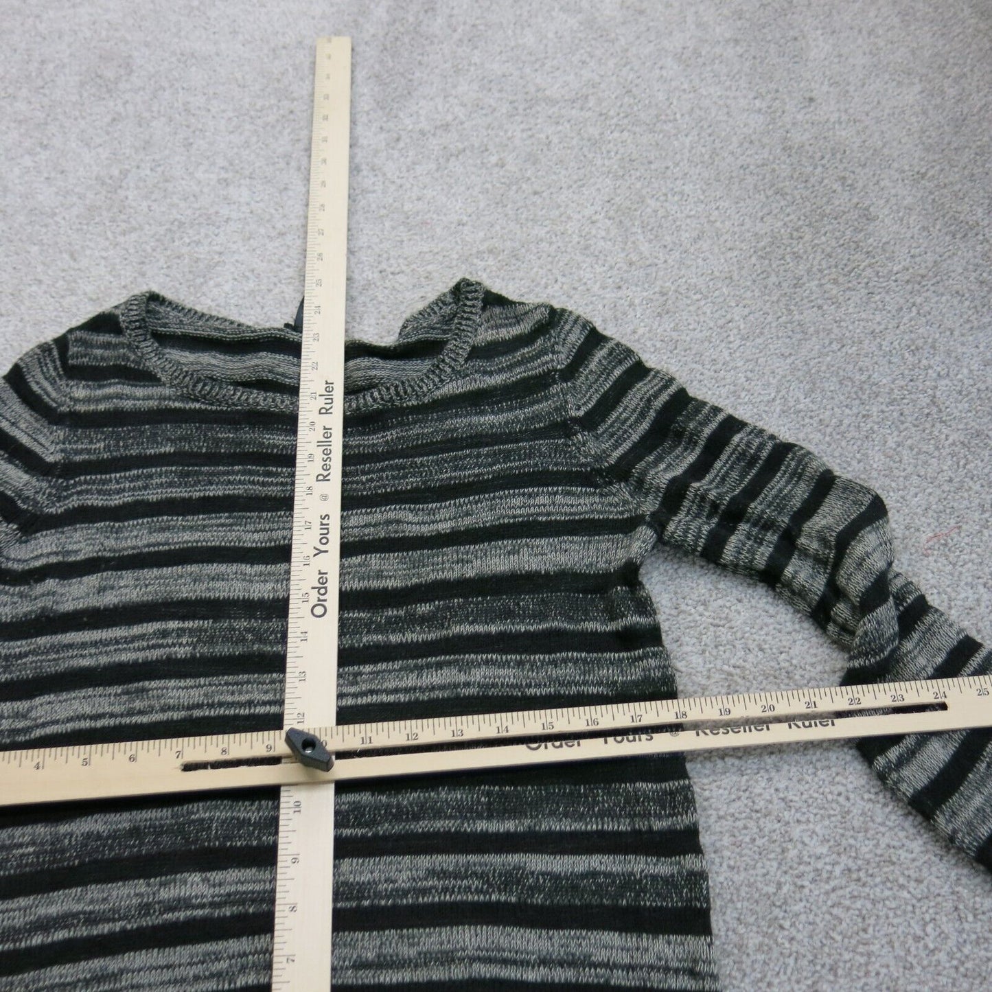 ANN Taylor Womens Pullover Sweater Boat Neck Striped Gray Black Size Small