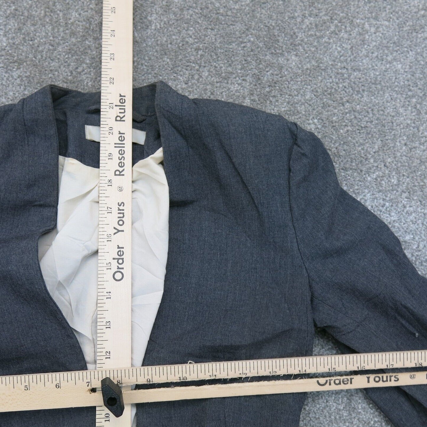 H&M Womens Blazer Coat Single Breasted Long Sleeves Pockets Gray/Black Size US 2