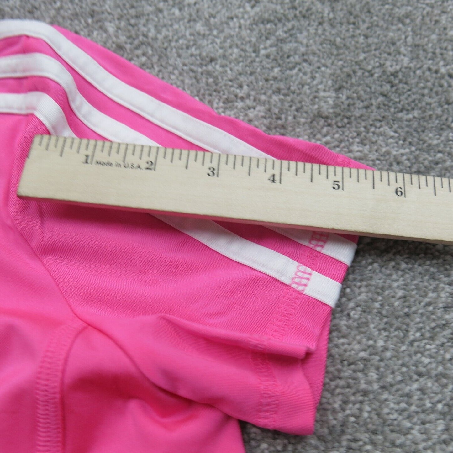 Adidas Tee Boys Youth Pink Size 1 White 3 Stripe Short Sleeve Athletic Top Logo