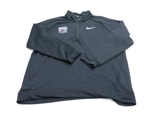 Nike Mens Dri Fit 1/4 Zip Up Sweatshirt Mock Neck Long Sleeve Logo Black Size XL