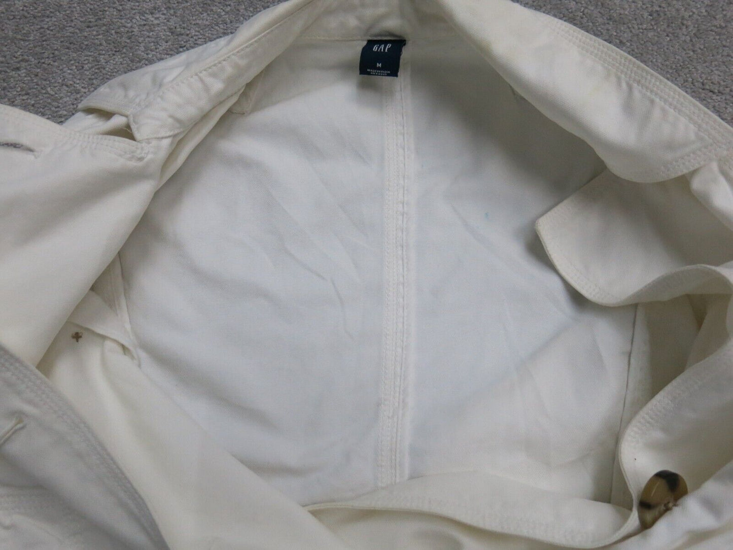 Gap Mens Pea Coat Double Breasted Long Sleeve Pockets Ivory Size Medium