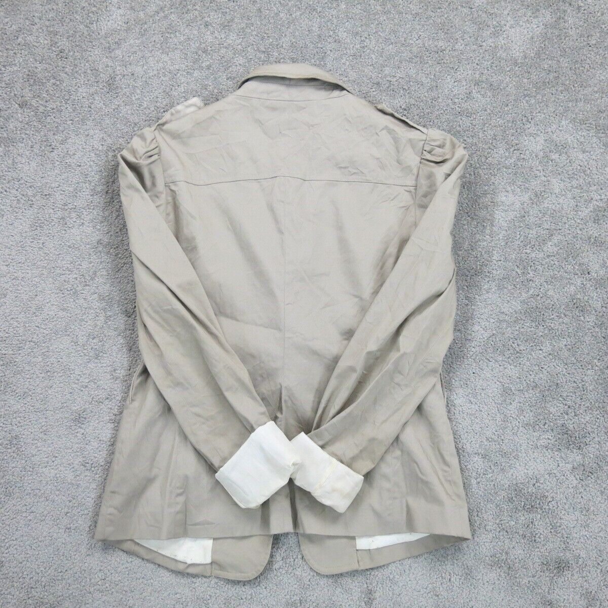 H&M Womens Blazer Coat Single Breasted Long Sleeves Pockets Light Beige Size 8