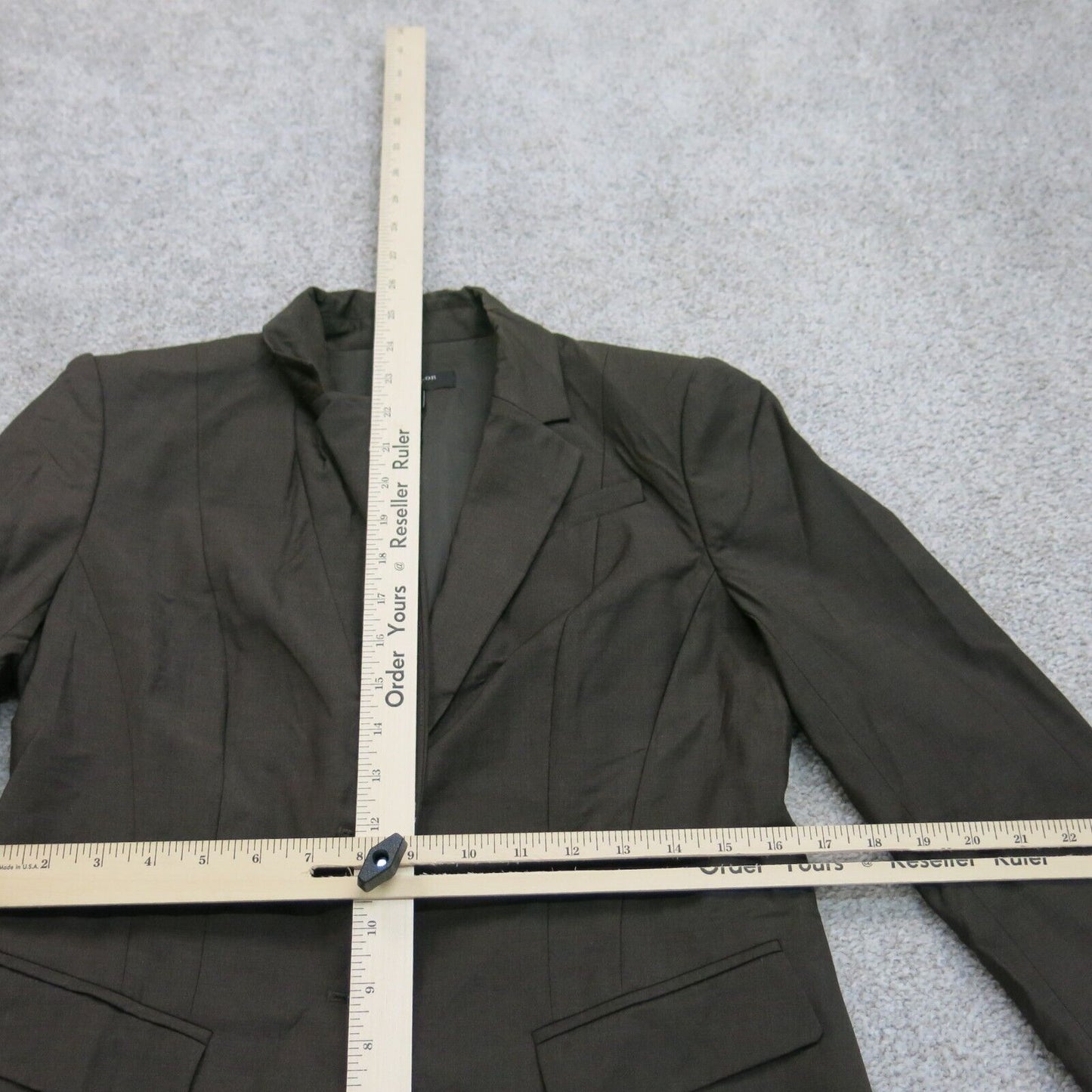 ANN Taylor Womens Blazer Coat Single Breasted Long Sleeve Dark Gray Size 4P