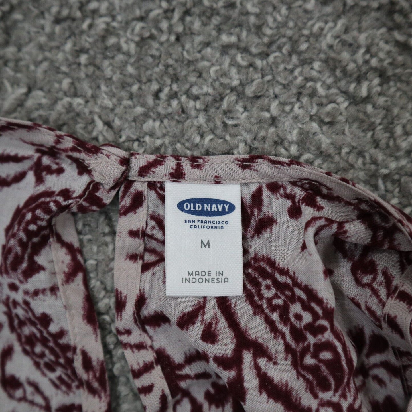 Old Navy  Womens Floral Print Tank Blouse Top Round Neck Maroon Neck Size Medium