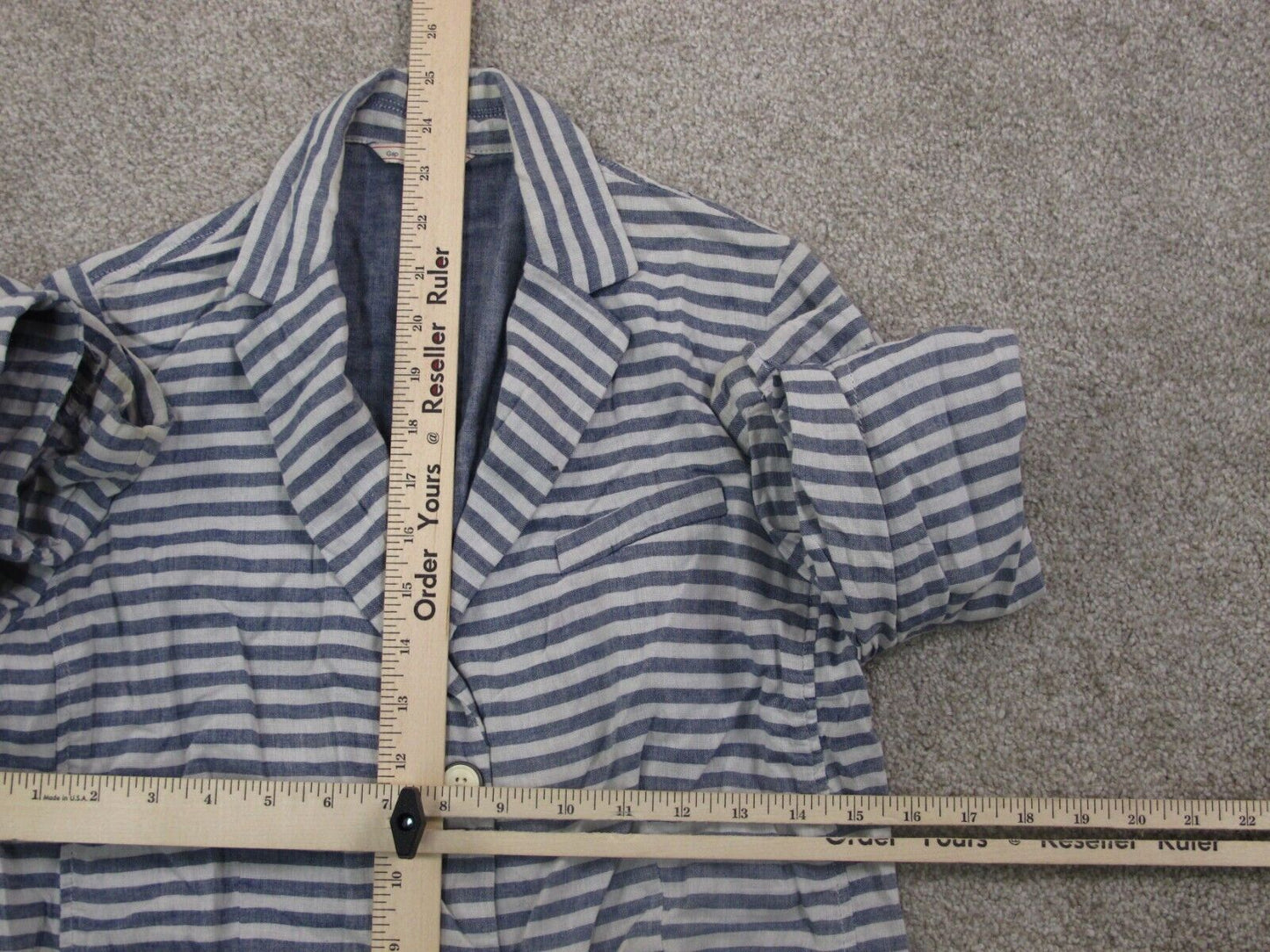 Gap Womens Blazer Jacket Single Breasted Long Sleeves Pockets Blue White Size 6
