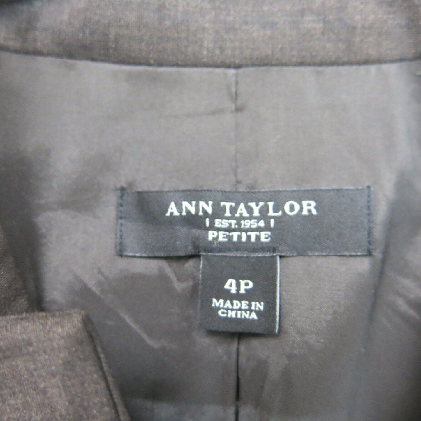ANN Taylor Womens Blazer Coat Single Breasted Long Sleeve Dark Gray Size 4P