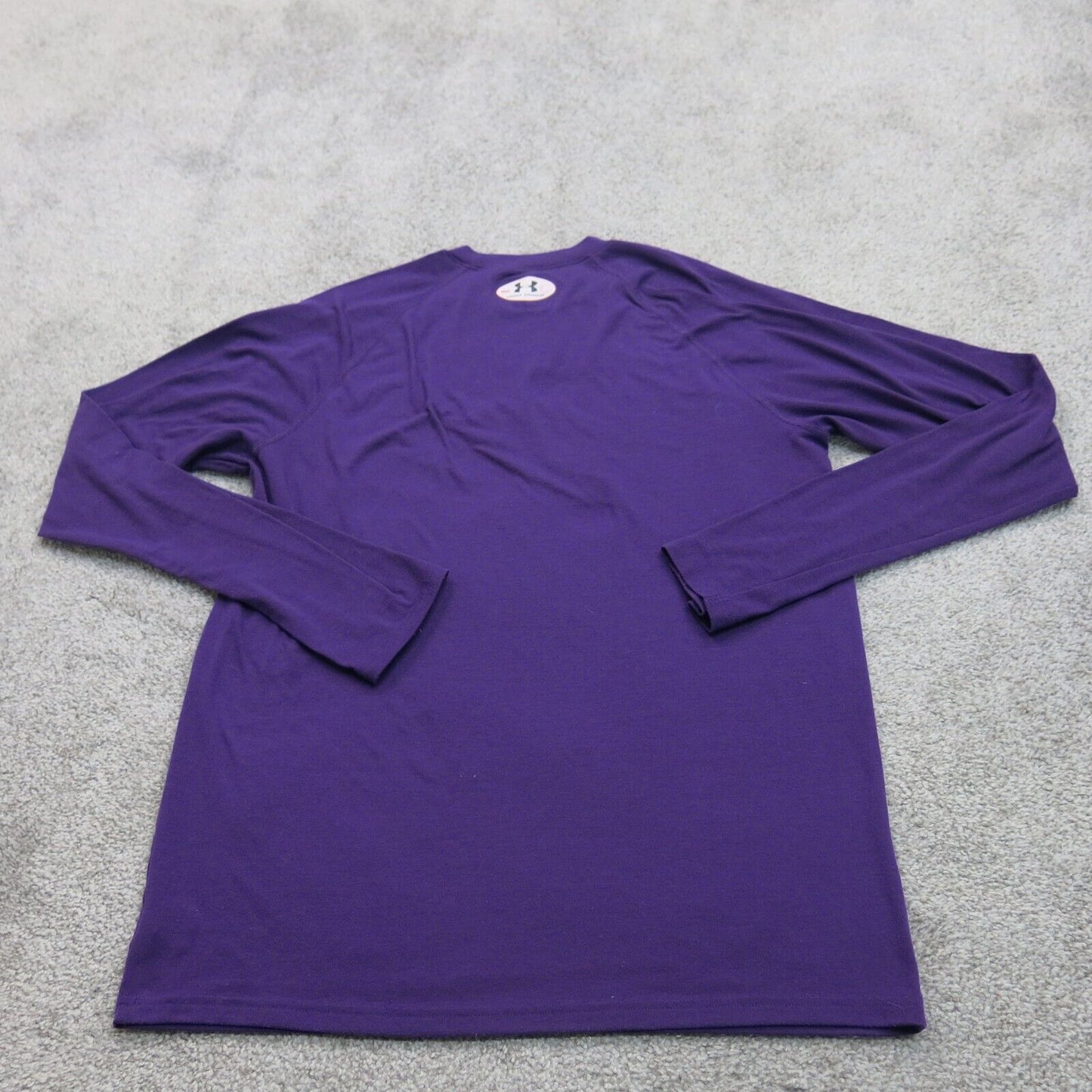 Under Armour Mens T Shirt Crew Neck Long Sleeve Logo Purple Size Small