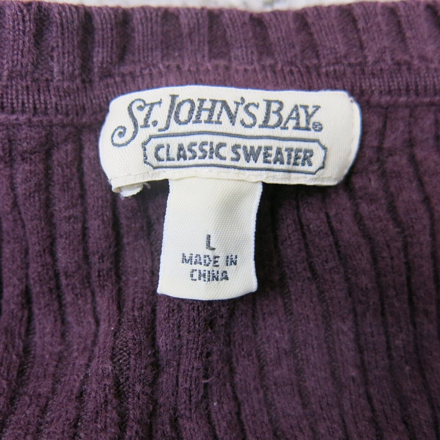 ST Johns Bay Womens Pullover Sweater V Neck Long Sleeves Maroon Size Large