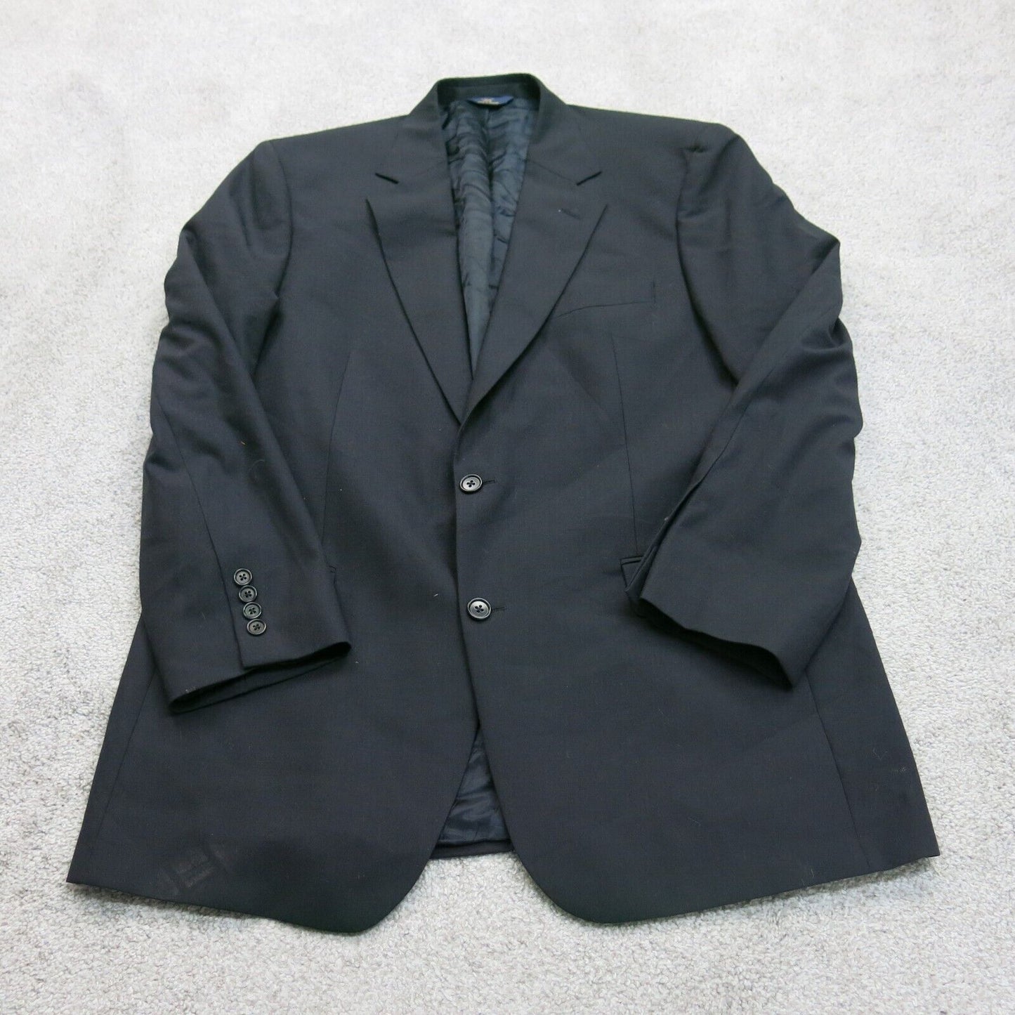 Brooks Brother Mens Blazer Coat Single Breasted 100% Wool Black Size 43R