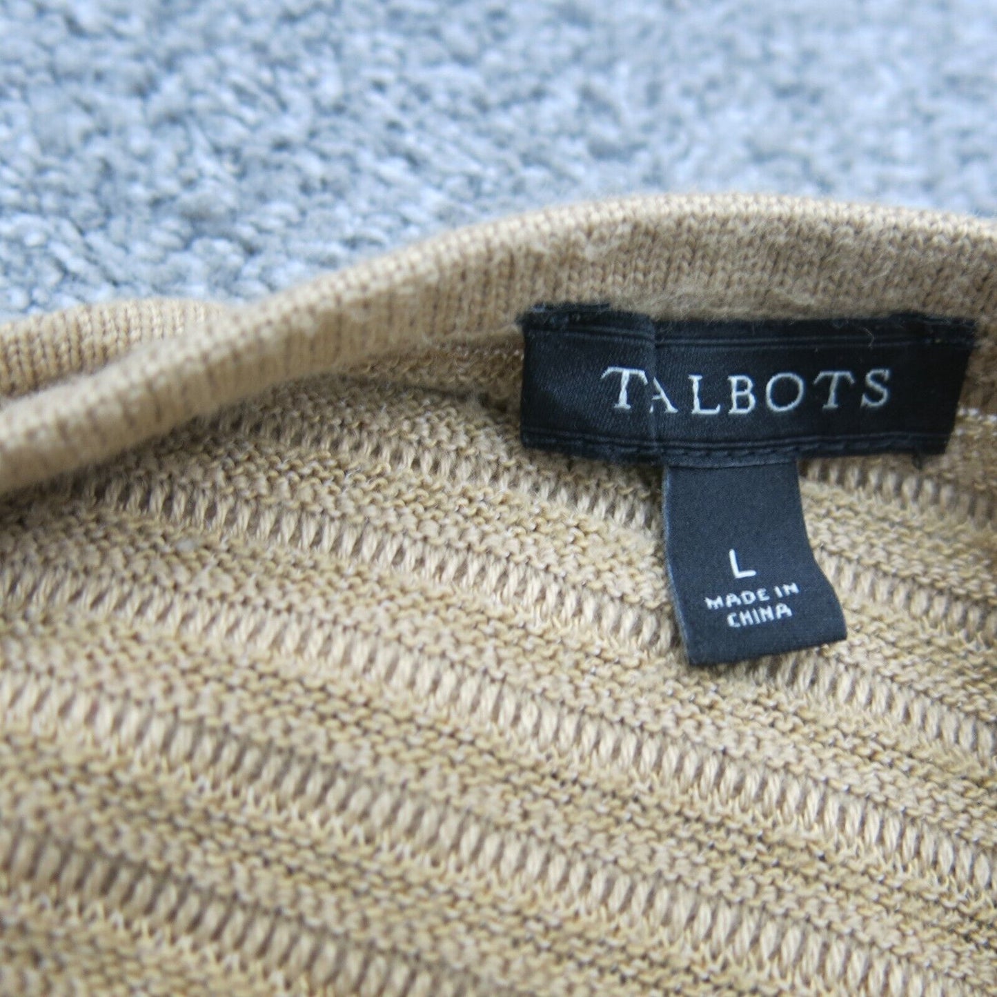 Talbots Womens Tank Tee Knitted Sleeveless Round Neck Light Tan Size Large