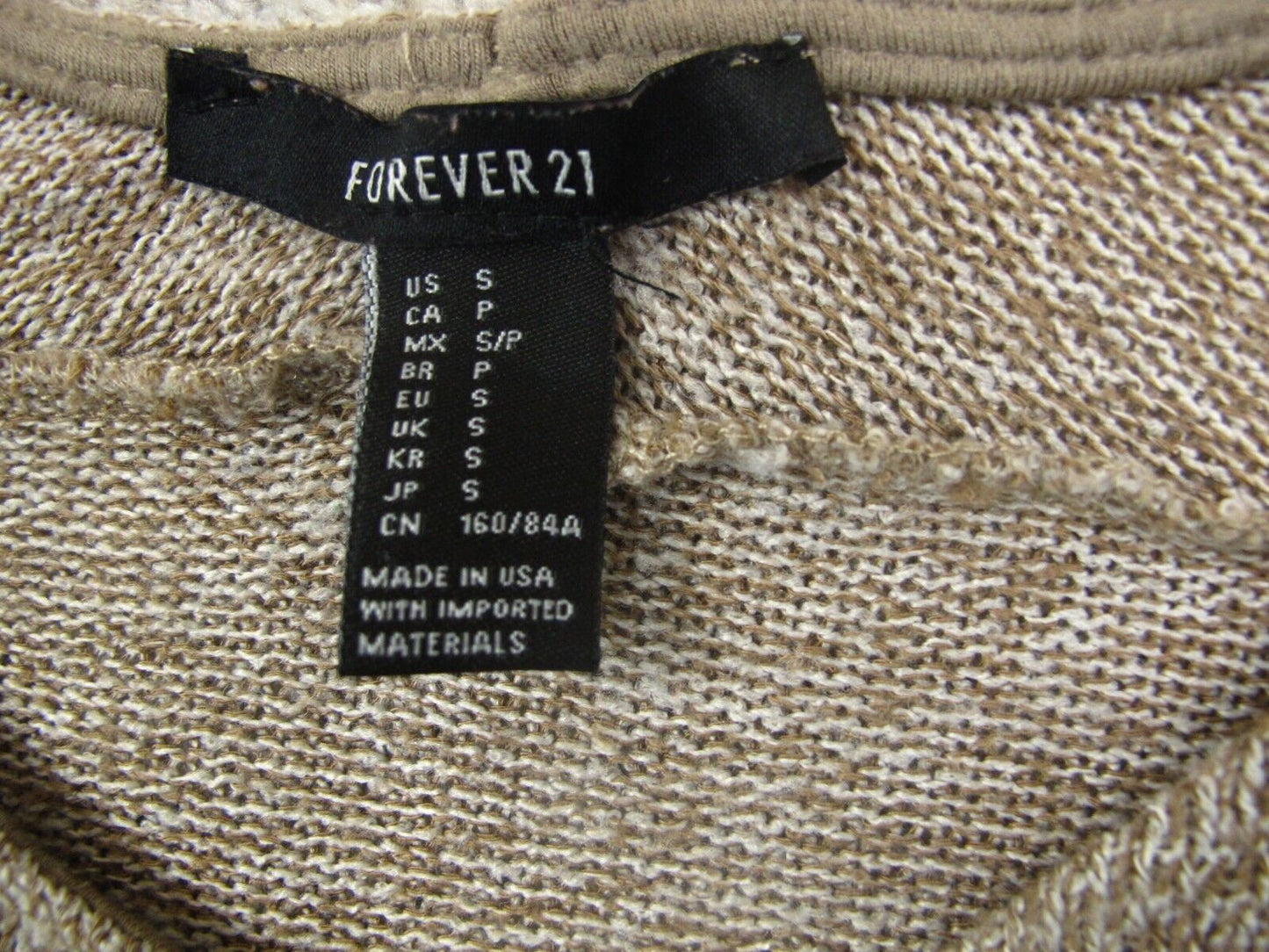 Forever 21 Womens Knitted Sweater Long Sleeves V Neck Khaki Size Small