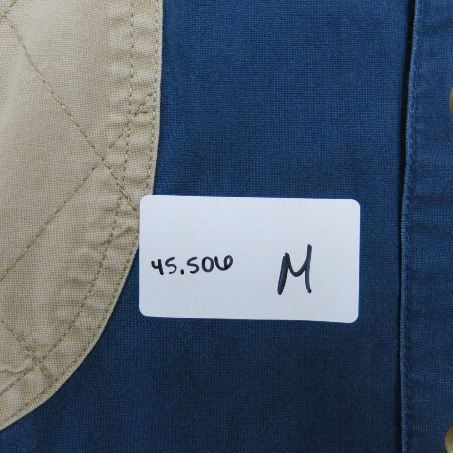 Columbia Mens Snap Button Shirt Denim 100% Cotton Navy Blue Beige Size X Large