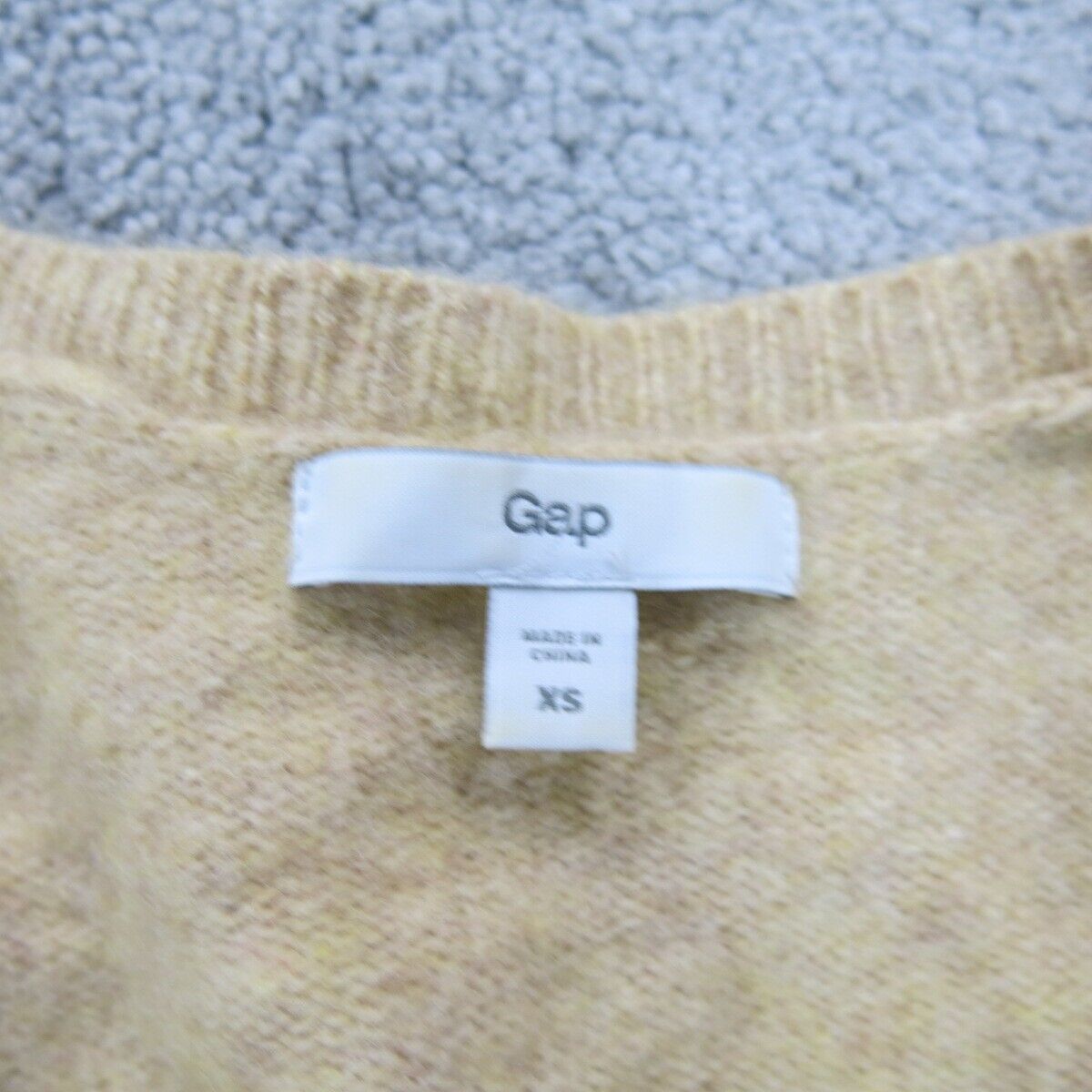 Gap Womens Pullover Knitted Argyle Sweater V Neck Long Sleeve Tan Red Size XS