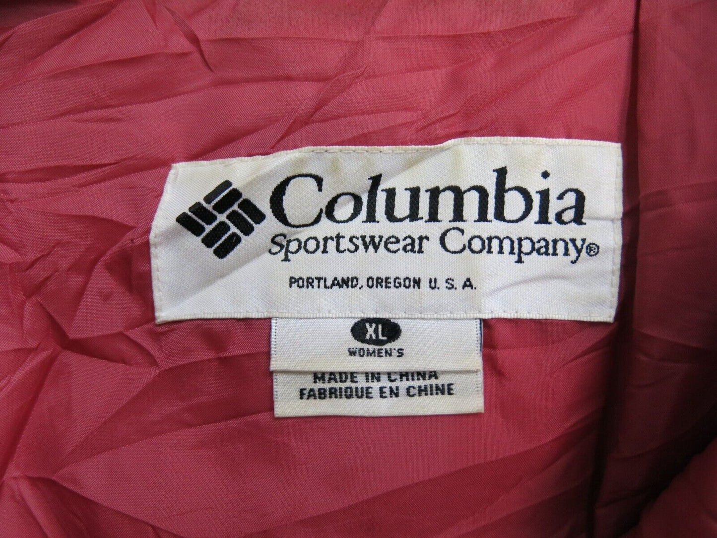 Columbia Womens Puffer Coat Full Zip Up Long Sleeves Mock Neck Pink Size X Large