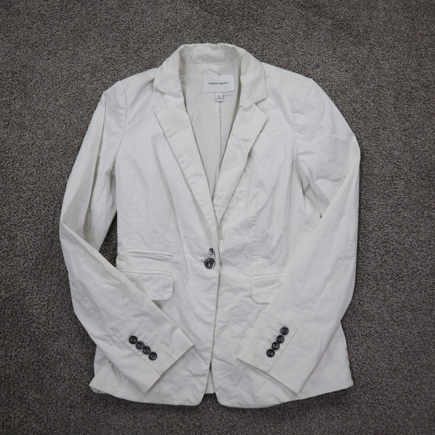 Banana Republic Women Blazer Coat Single Breasted Long Sleeve Pockets White SZ 0